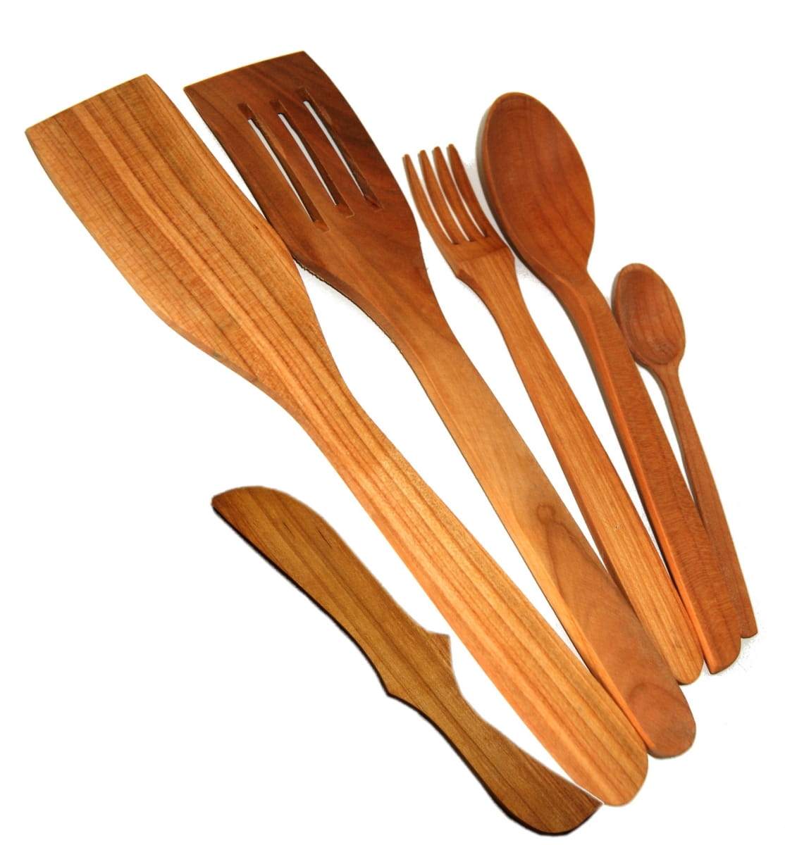 Ustensiles de cuisine en bois de cerisier | Ensemble d'accessoires de cuisine en bois | Outils de cuisine en bois écologiques | Bois de cerisier