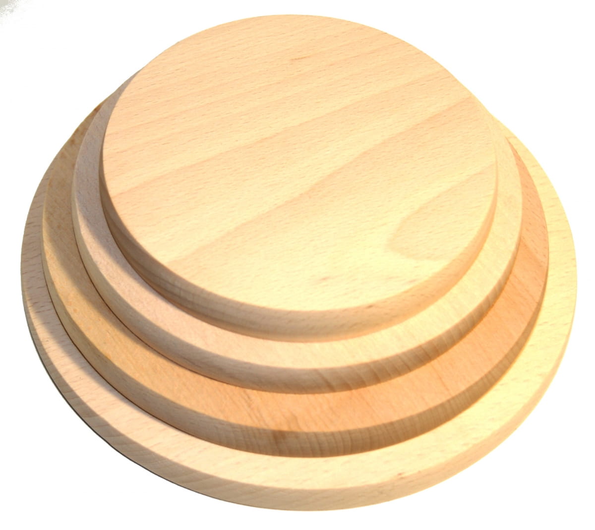 Rundes Holzschneidebrett 4-tlg. HIT | 4er-Set | Servierständer aus Holz | Küchenbretter aus Holz | Öko-Produkt