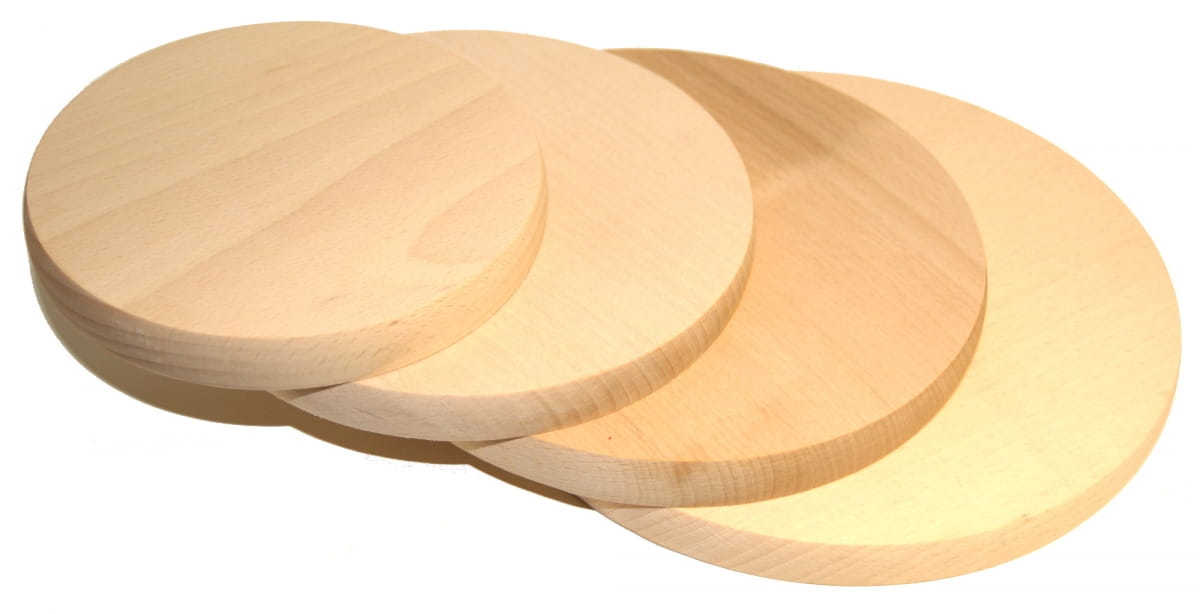 Rundes Holzschneidebrett 4-tlg. HIT | 4er-Set | Servierständer aus Holz | Küchenbretter aus Holz | Öko-Produkt