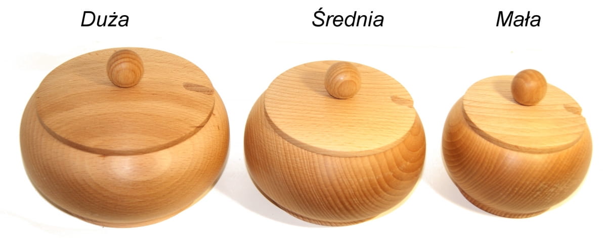 Cukiernica drewniana bukowa z łyżeczką mała | pojemnik drewniany na cukier | bukowy dozownik cukru z łyżką | cukiernica eco drewniana