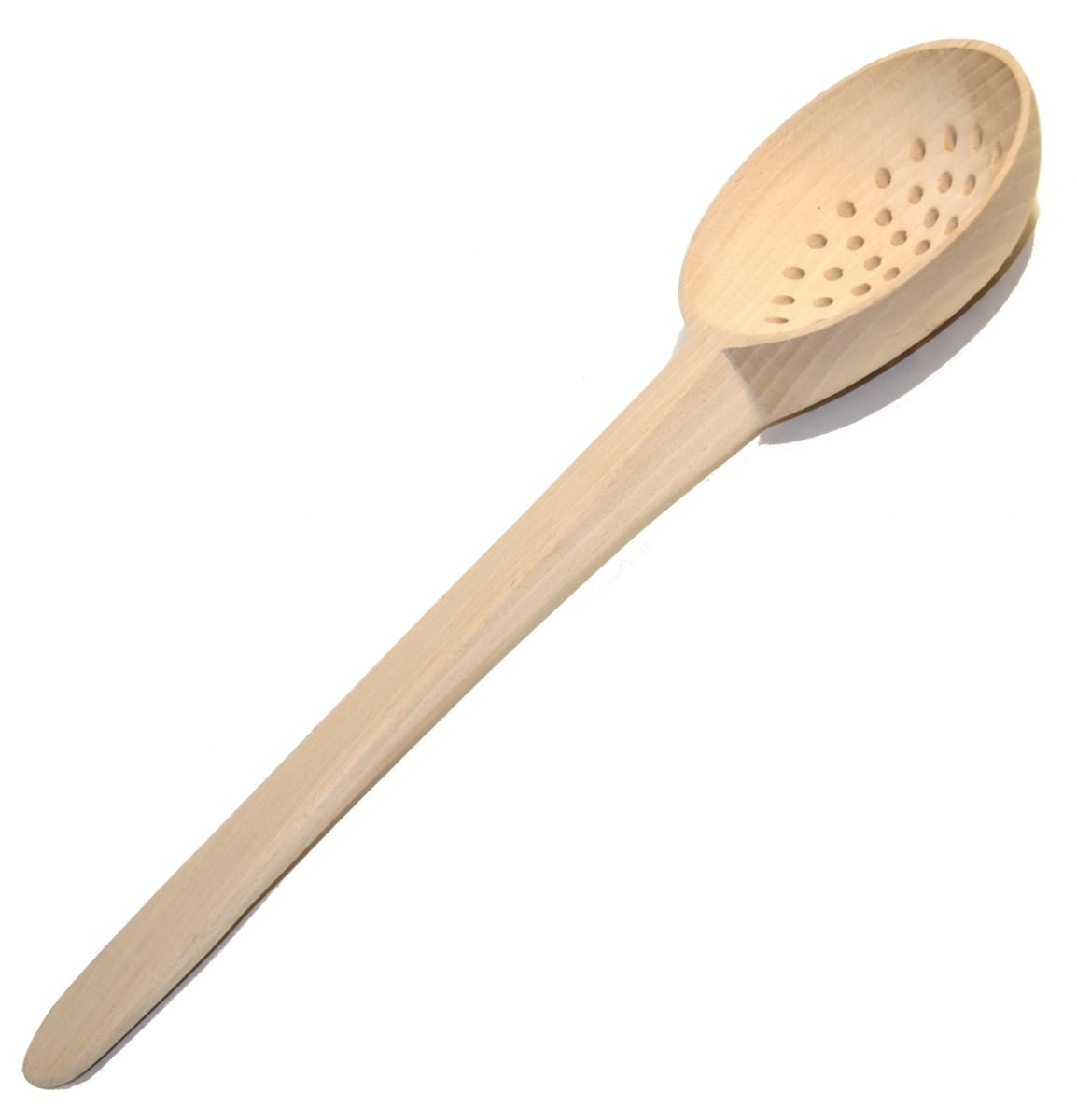 Cuillère à égoutter en bois avec trous Warzecha 43 cm | Cuillère à égoutter en bois | Warzecha en bois perforé | Spatule de cuisine en bois