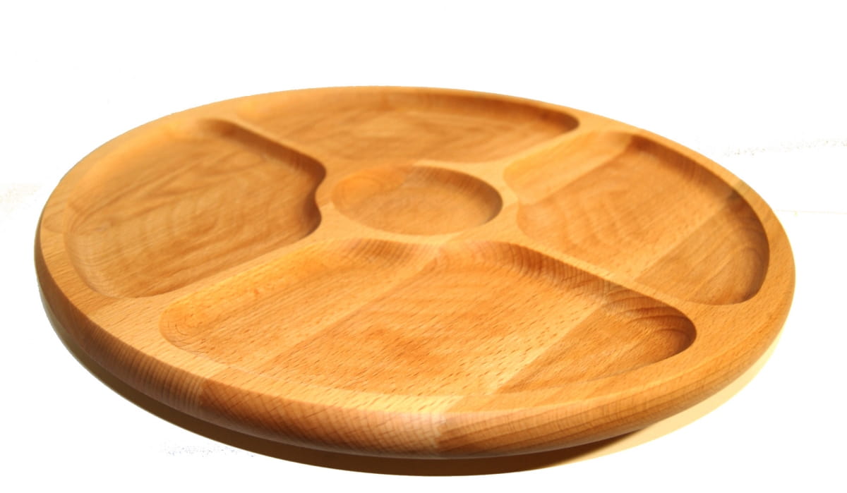 Plateau tournant pour servir fromages et charcuteries 4 COMPARTIMENTS | Plateau tournant en bois | Plat tournant pour apéritifs | Plateau tournant pour fromages et charcuteries