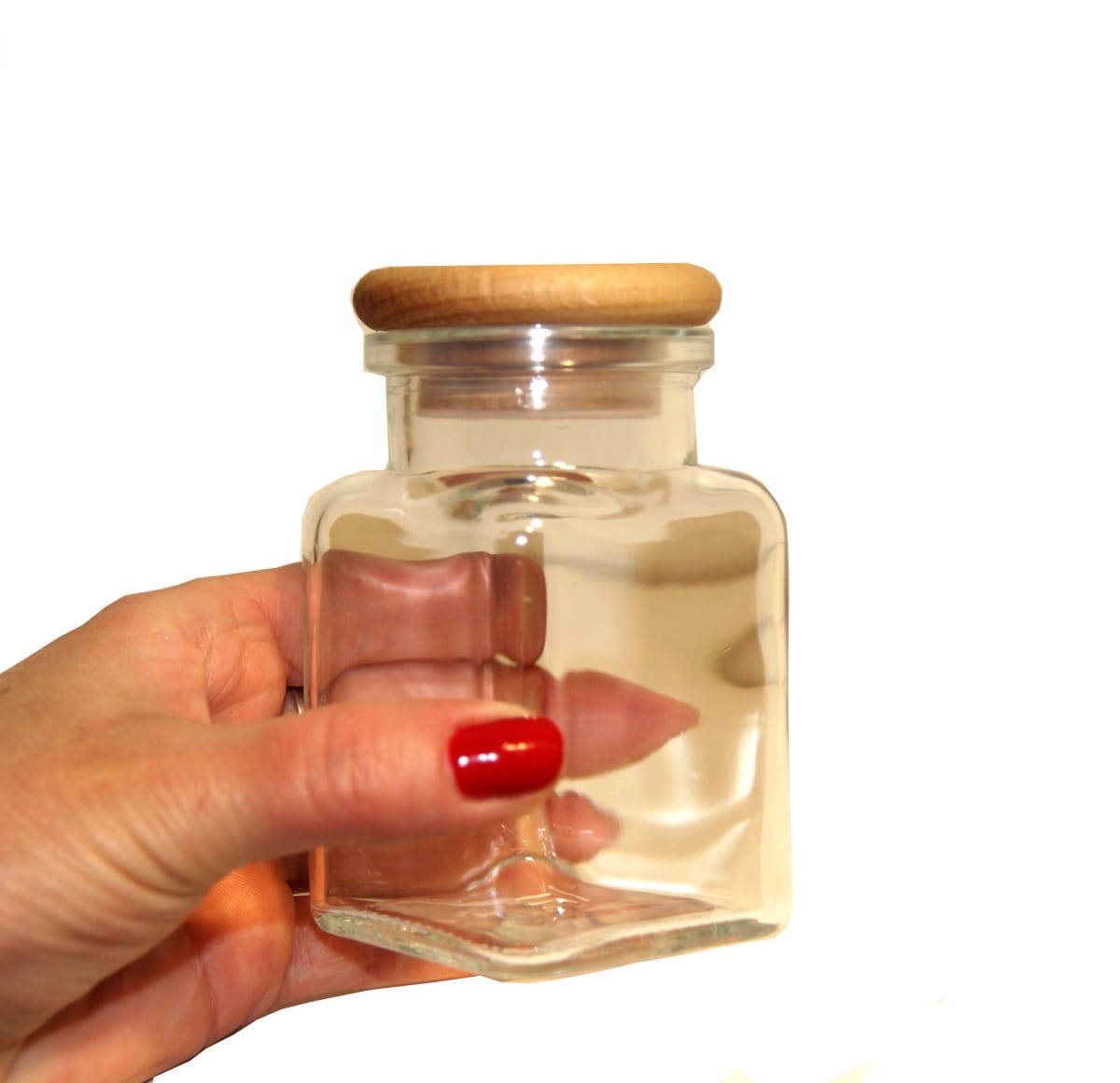 Grand pot à épices 150 ml couvercle en bois | récipient de cuisine | organisateur à épices en verre | récipient en bois et en verre | design éco