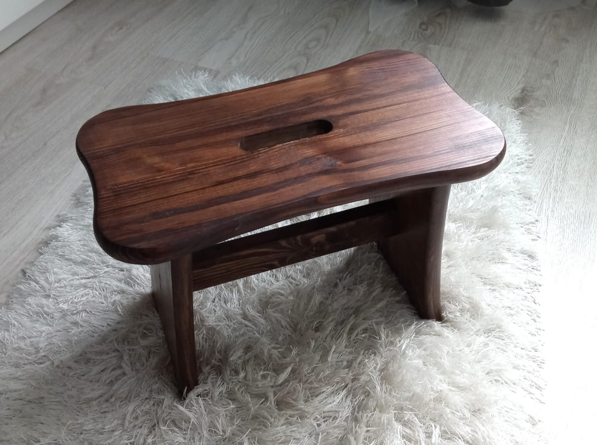 Brown wooden twisted stool Stool chair | Brown wooden stool | Assembled stool | Chair without backrest | Solid stool