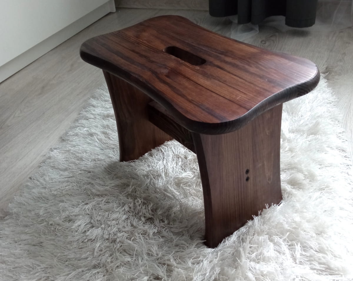 Brown wooden twisted stool Stool chair | Brown wooden stool | Assembled stool | Chair without backrest | Solid stool