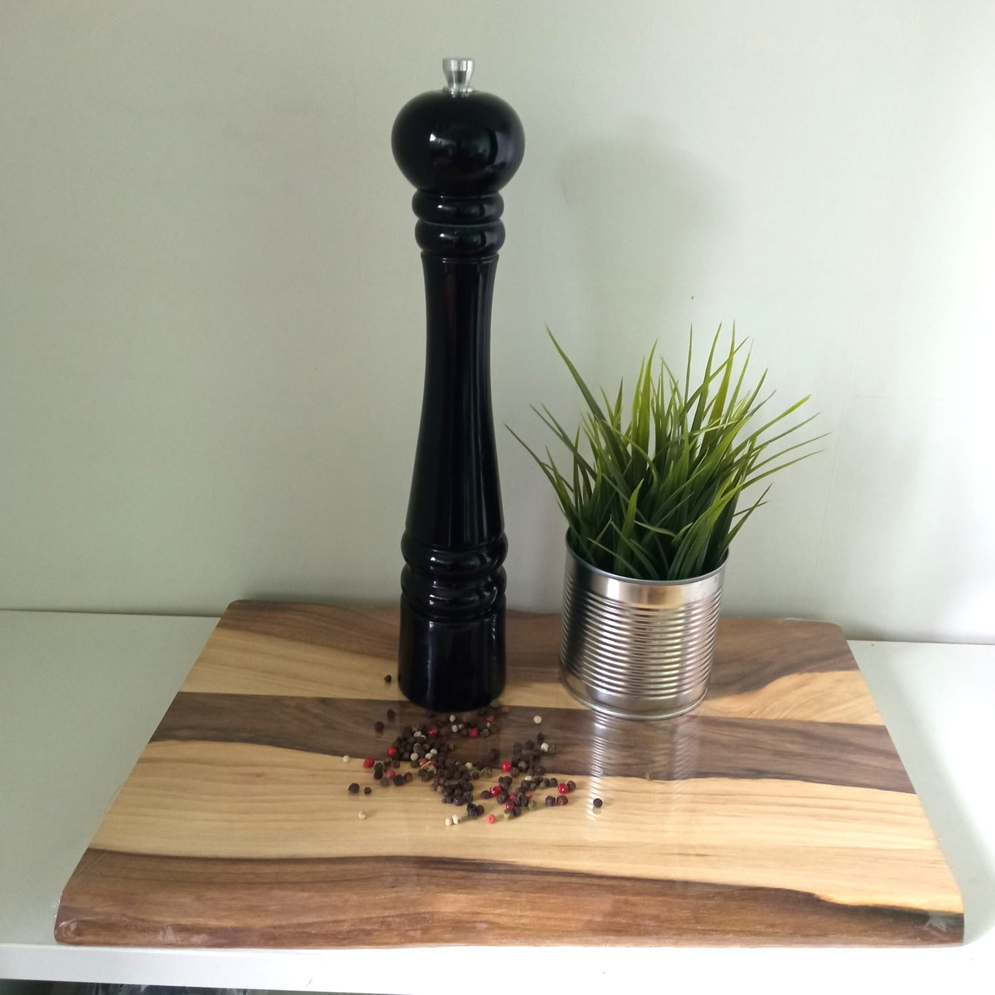 Moulin à poivre et sel avec mécanisme en acier noir 25 cm | moulin de cuisine manuel | mécanisme de broyage en acier | assaisonneur noir