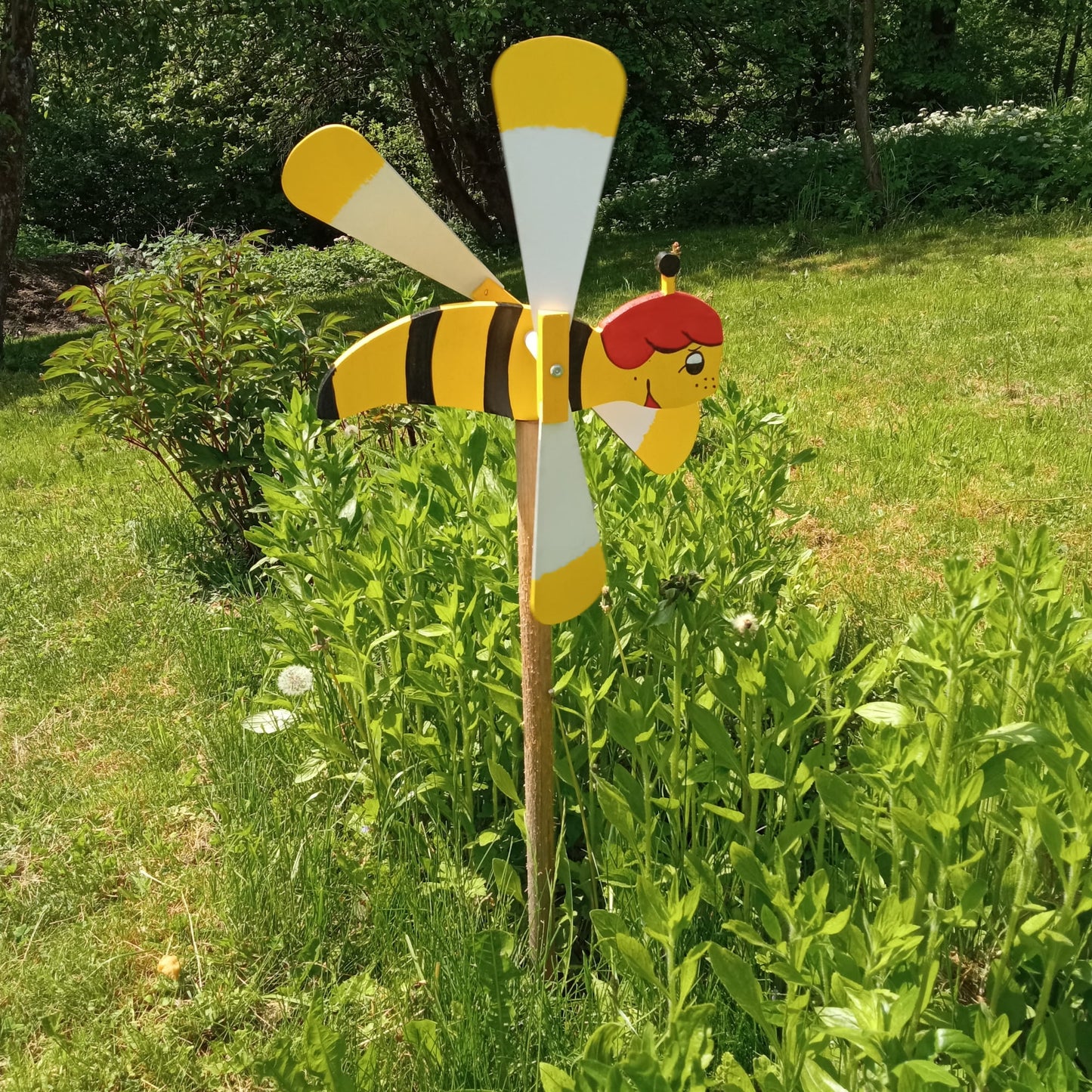 Grand moulin à vent de jardin 47 cm abeille | décoration de jardin | répulsif à oiseaux | moulin décoratif | répulsif décoratif pour animaux