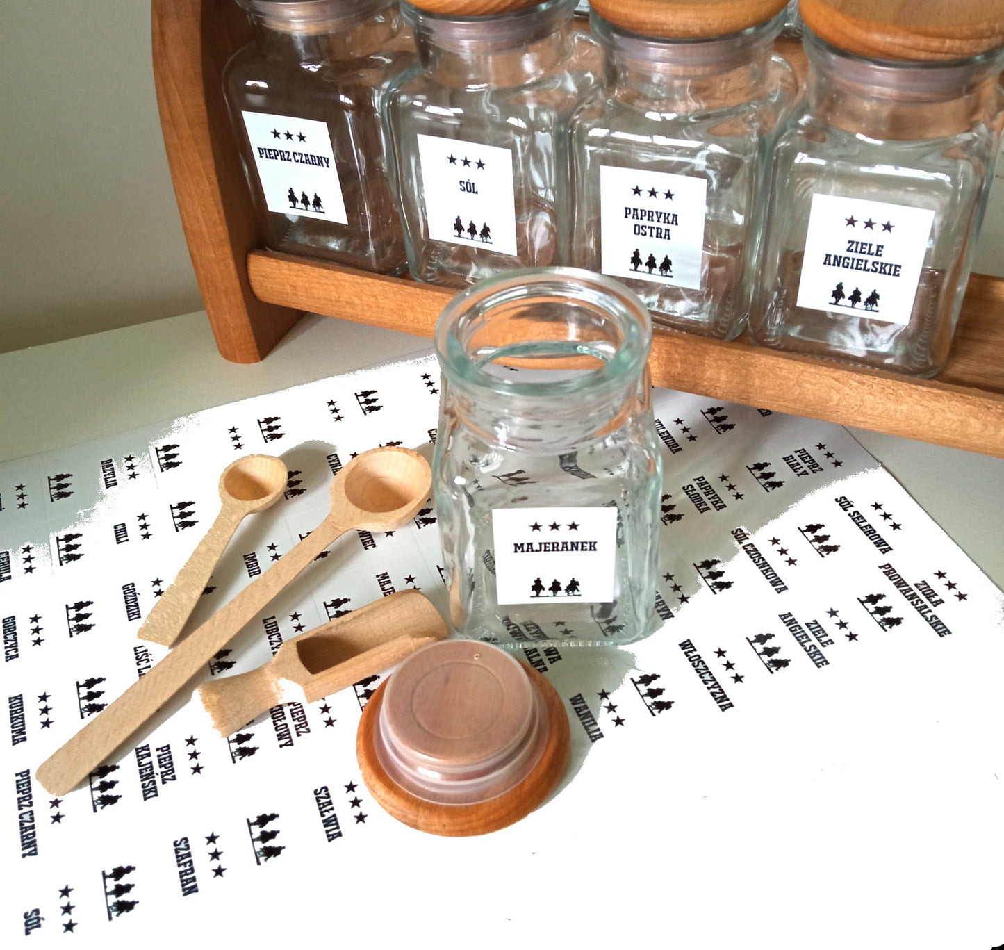 Label stickers for spice jars 48 pcs | Stickers for kitchen containers | Self-adhesive spice labels | Kitchen organizers