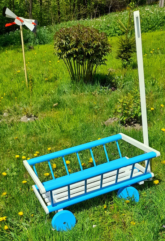 Wóz drabiniasty drewniany ogrodowy DUŻY 60 cm NI | Dekoracyjny wózek drewniany | Rustykalny wózek ozdobny | Drewniana ozdoba ogrodu | Vintage