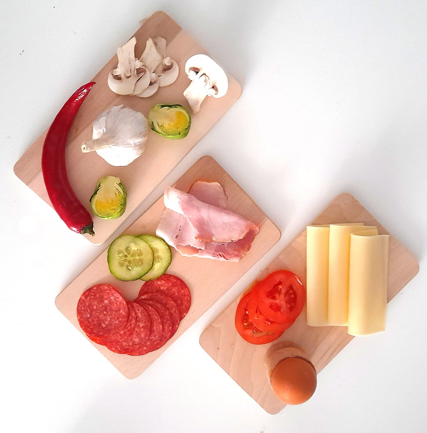 Frühstücksbrettchen 22 x 12 cm 3er Set | Küchenschneidebrett | Frühstücksbrettchen Set | Servierbrett aus Holz