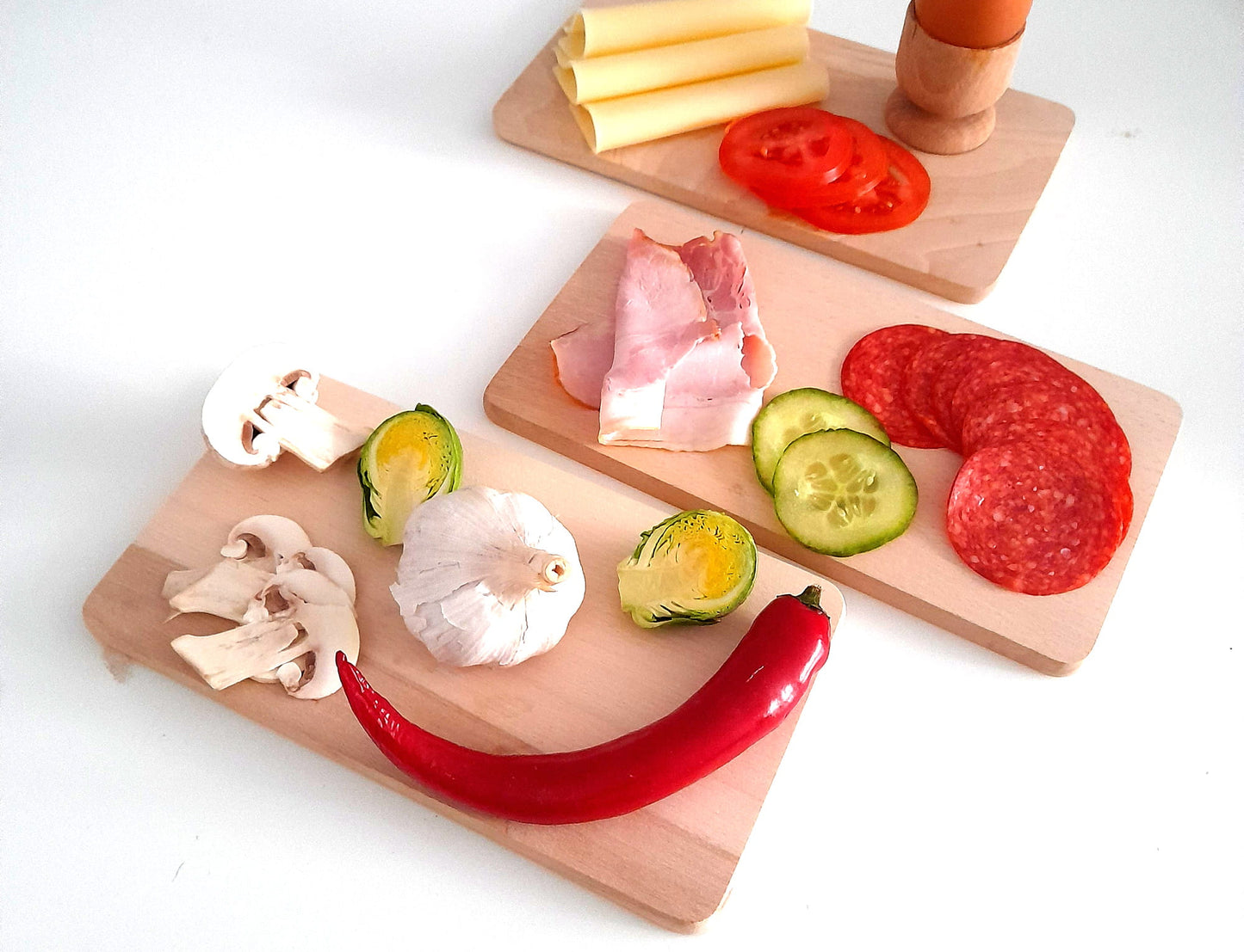 Frühstücksbrettchen 22 x 12 cm 3er Set | Küchenschneidebrett | Frühstücksbrettchen Set | Servierbrett aus Holz