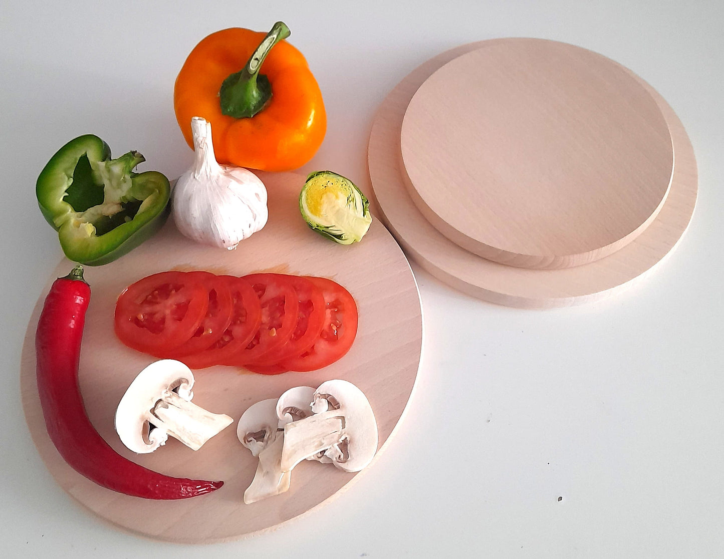 Round wooden cutting board 3 pcs HIT | set of kitchen boards | wooden serving discs | set of food cutting boards