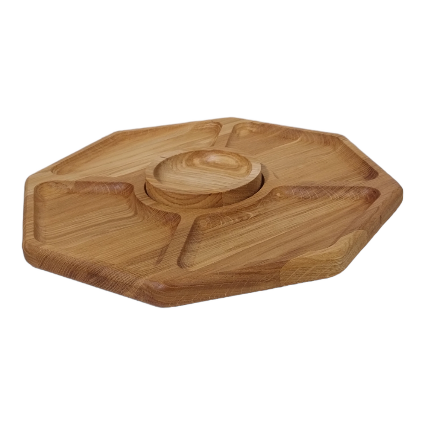 Eichenbrett mit Waben-Saucenschale | Servierbrett aus Holz | Imbissstand | Käseplatte | Dip-Set