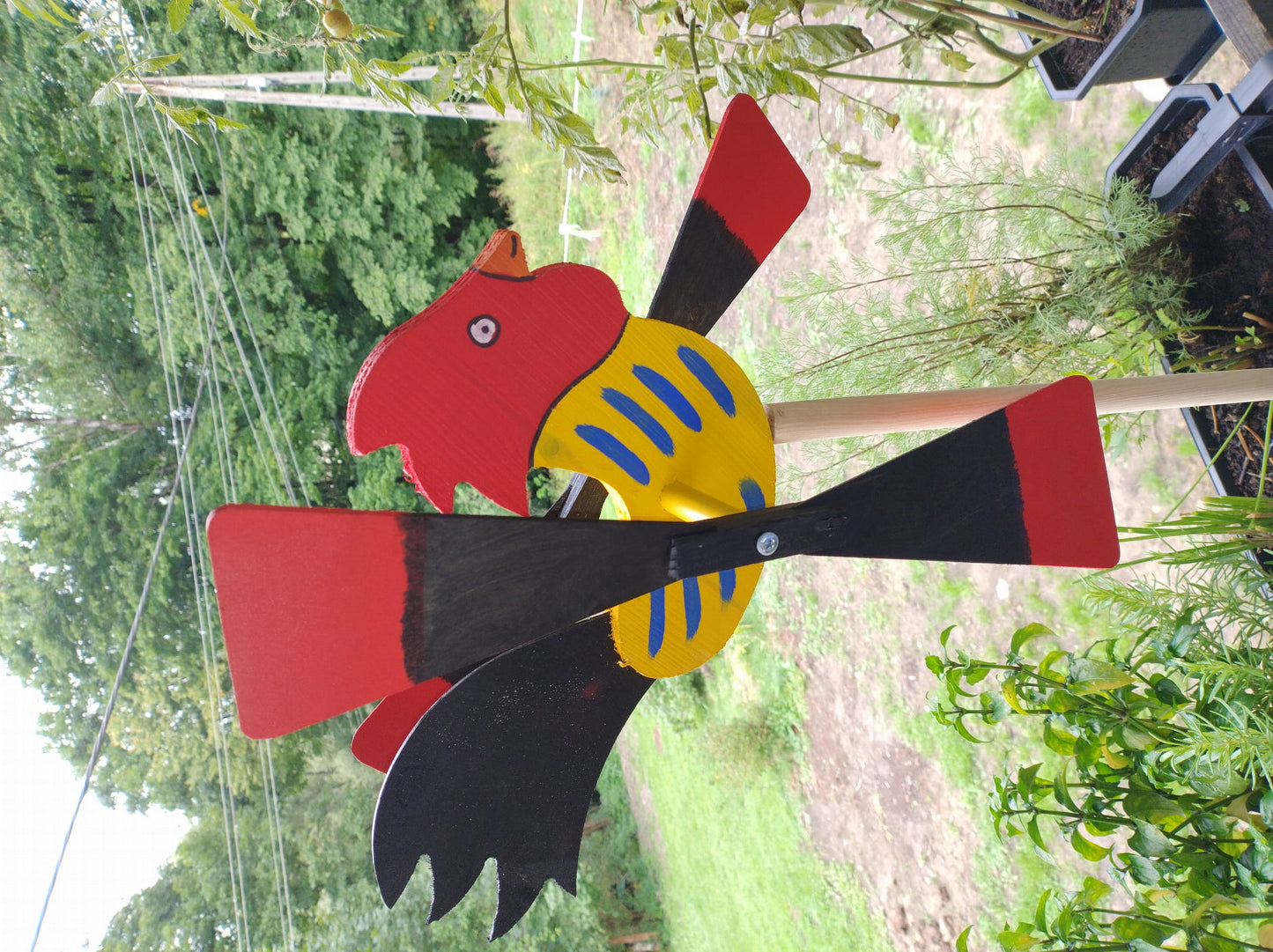 Garden windmill LARGE 47 cm rooster | Decorative bird scarer | Decorative windmill | Garden protection against birds | Garden decoration