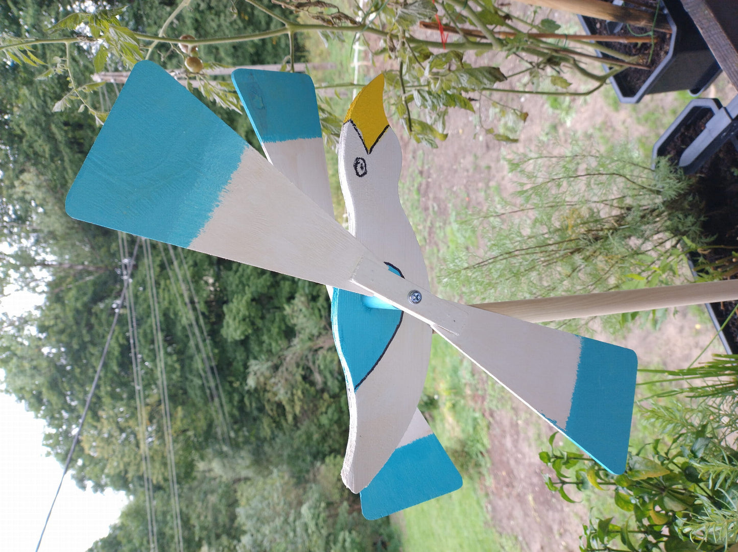 Garden windmill LARGE 47 cm seagull | Bird repellent windmill | Garden decoration | Garden bird repellent | Decorative windmill