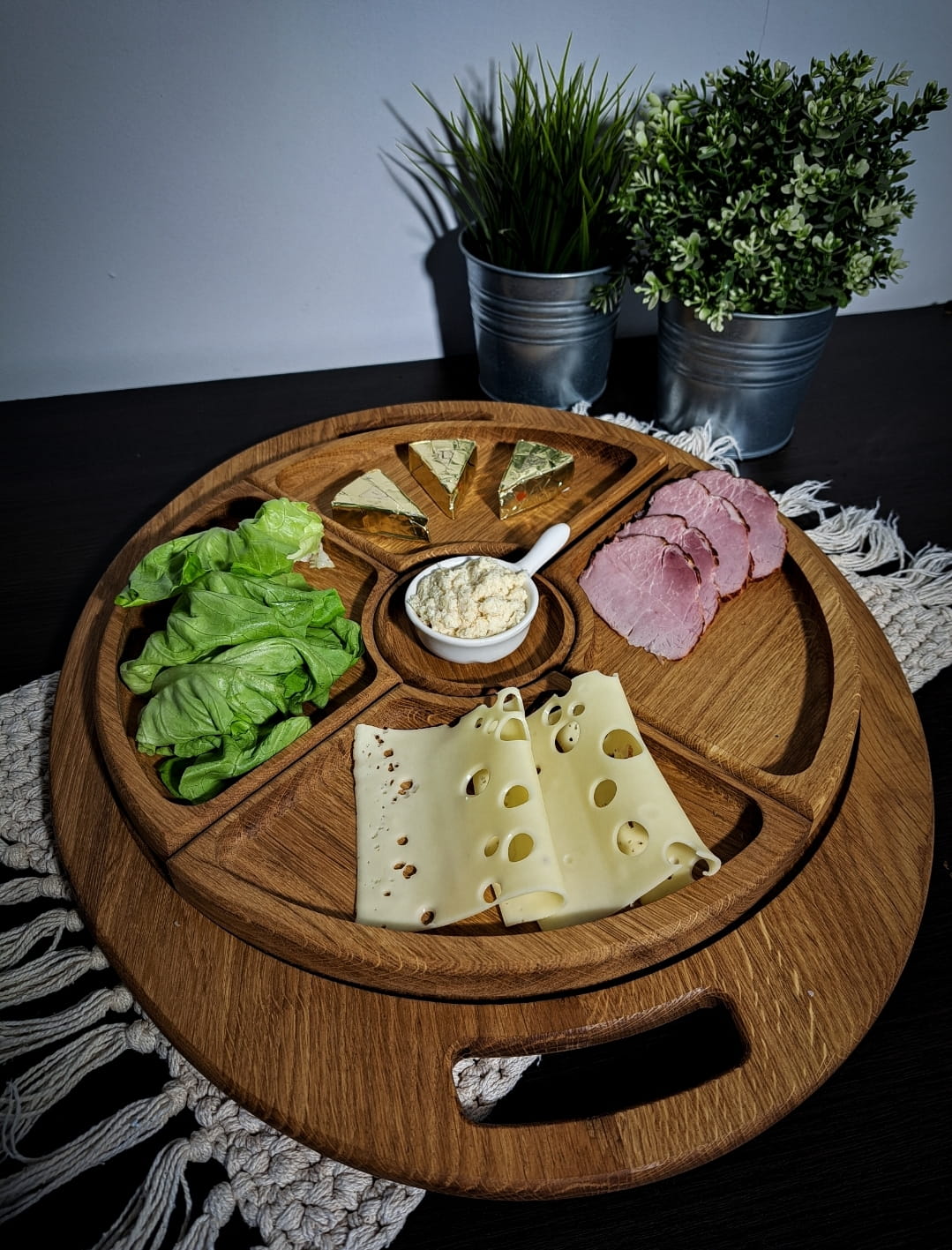 Käse- und Aufschnitt-Servierbrett 6-teilig | Snackset | Käse- und Aufschnittplatte | Servierplatte aus Holz | 6-teiliges Set