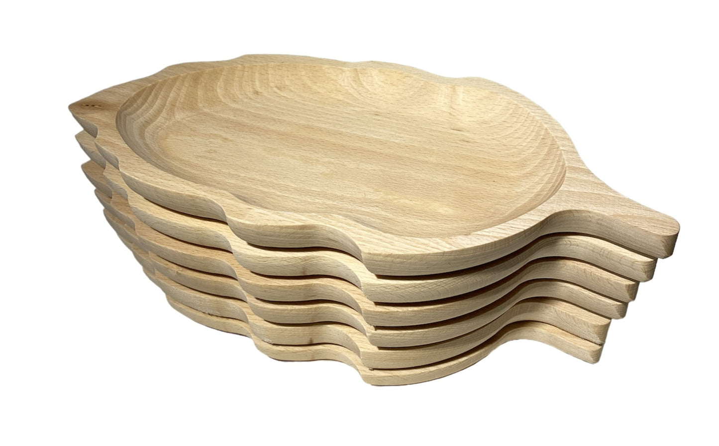 Assiette en bois en forme de feuille Ensemble de 6 pièces | Plat décoratif | Bol en bois | Plateau de service | Décoration de table | Plat en feuille écologique