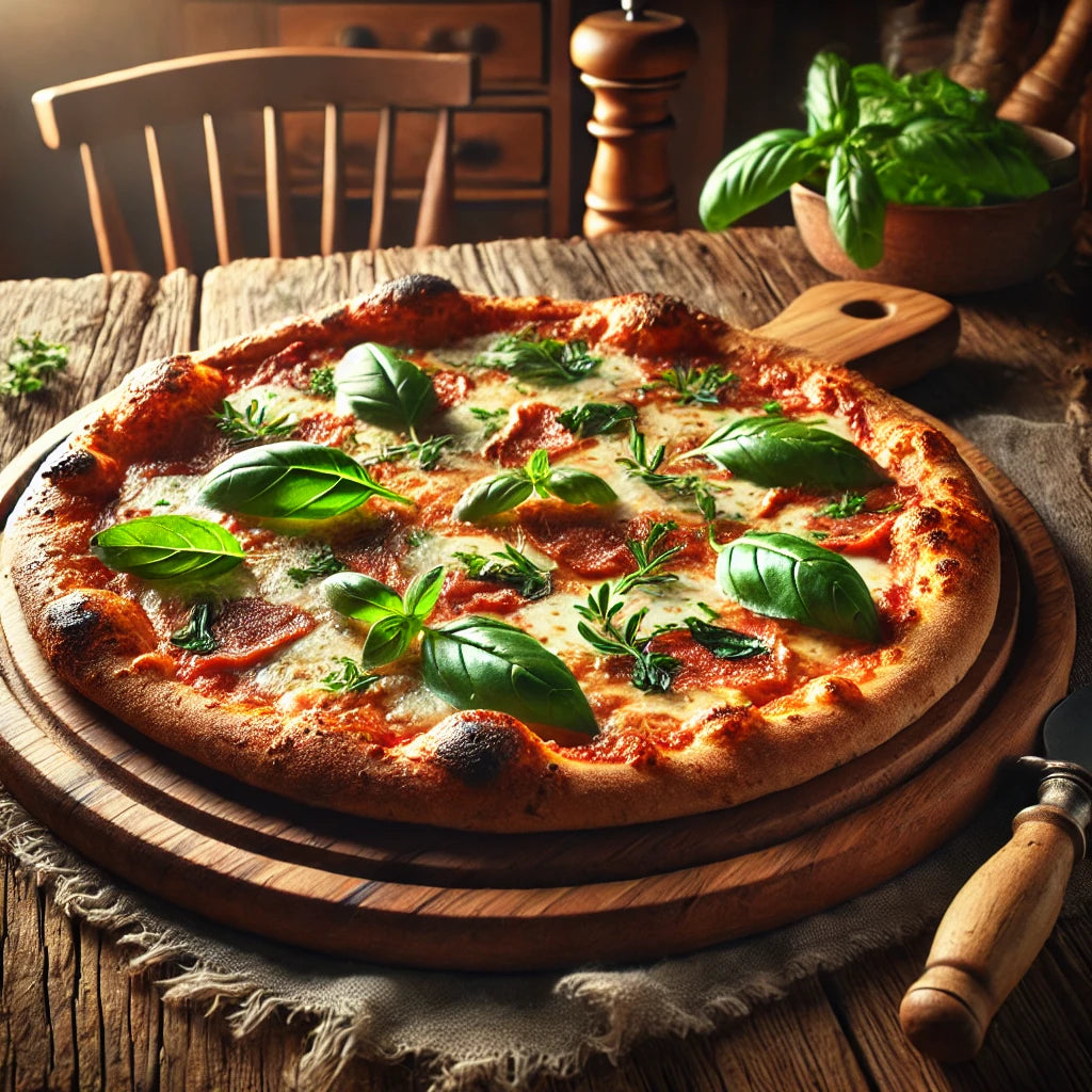 Deska drewniana bukowa okrągła z uchwytem - gruba do pizzy | Taca drewniana | Deska serwująca | Podkładka bukowa | Okrągła deska kuchenna