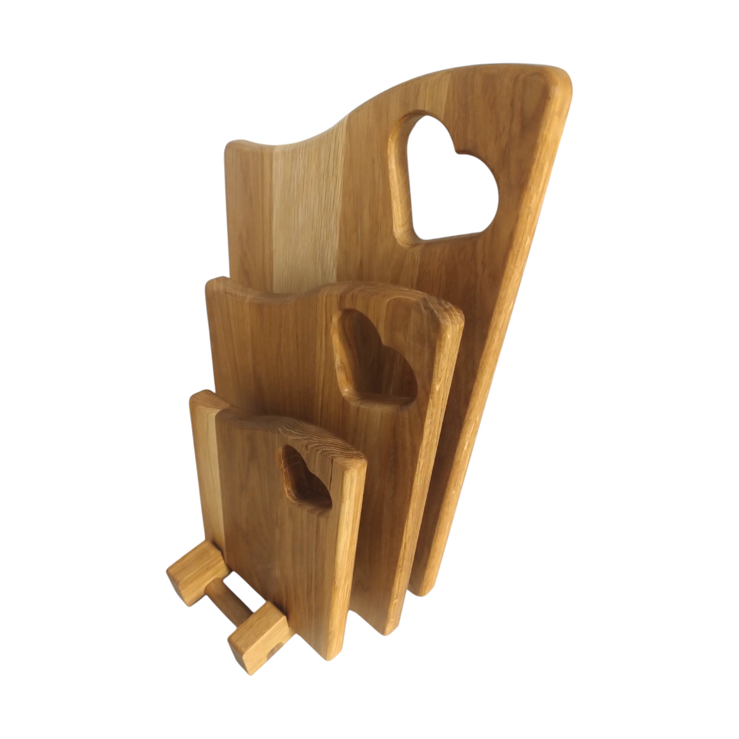 Oak chopping board set of 3 with stand | Wooden kitchen boards set | Oak serving boards | Natural chopping boards