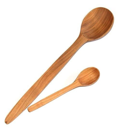 Kirschholzlöffel 2er Set | Küchenlöffel aus Holz | Öko Küchenutensilien | Set Koch- und Servierlöffel