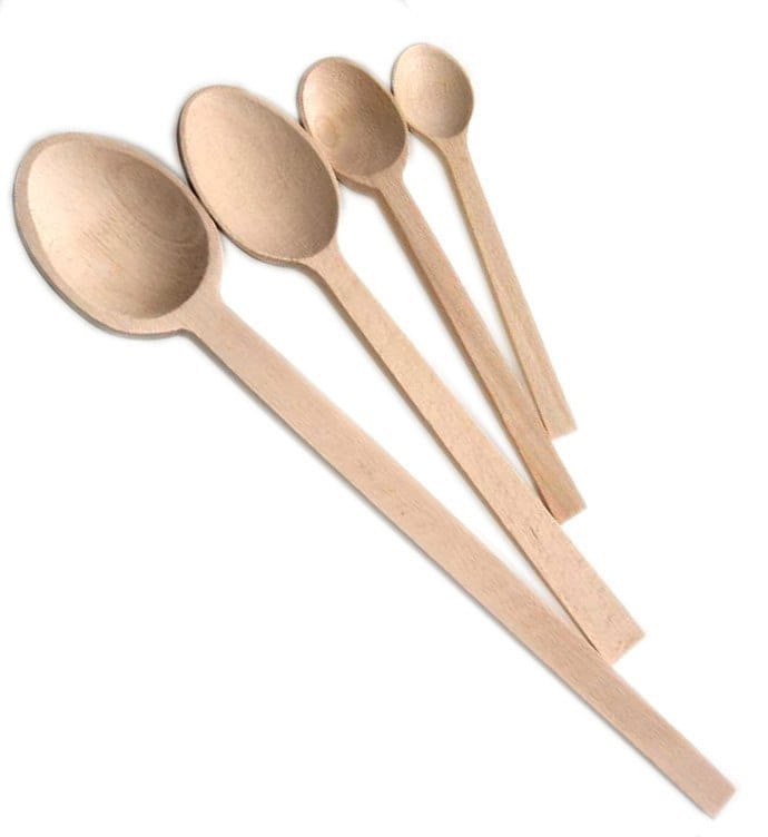 Kochlöffel Warschau 4er Set | Küchenlöffel aus Holz | Set Kochlöffel aus Holz | Natürliche Küchenaccessoires