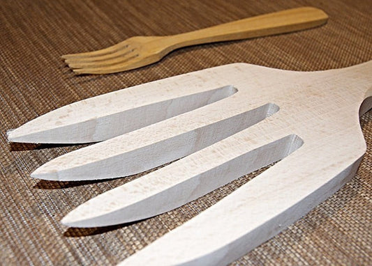 Warzecha, Widelec drewniany do kuchni polowej lub kotła 82 cm | Łyżka drewniana | Drewniany widelec kuchenny | Akcesoria do gotowania