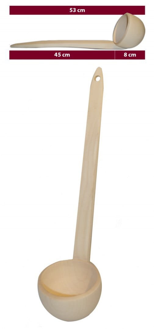 Schöpfkelle, Holzkelle 53 cm | Großer Kessellöffel | Holzschaufel für Feldküche | Kochkelle aus Holz