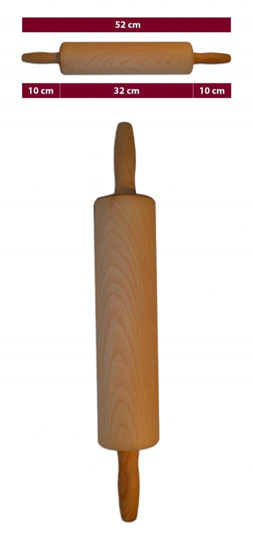 Dickes Nudelholz, Länge 52 cm | Küchen-Nudelholz aus Holz | solides Back-Nudelholz | traditionelles Nudelholz | Tortenroller