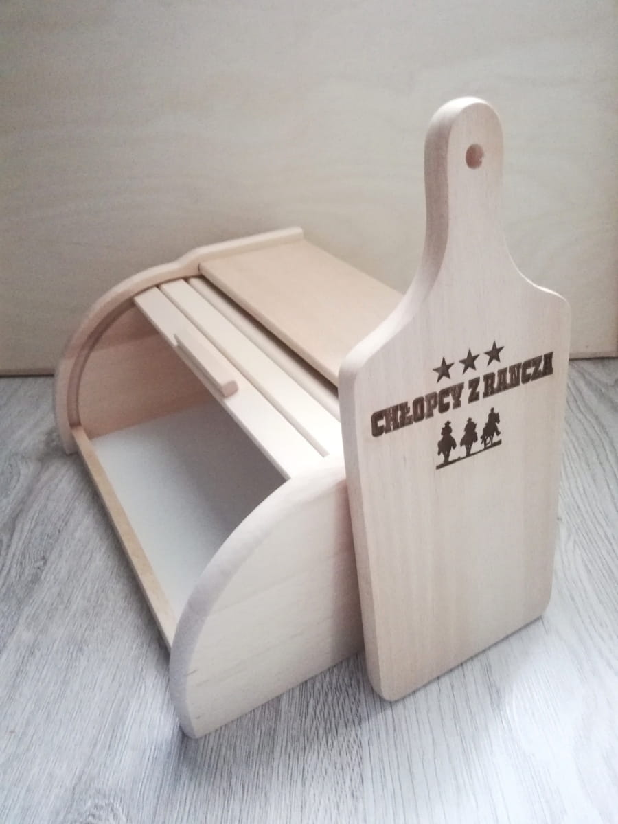 Holzbrotkasten groß roh natur mit Brett | Brotbehälter | Brot-Organizer aus Holz | gratis Brotkasten mit Brett