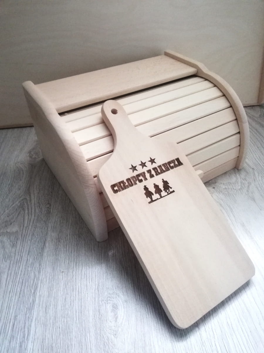 Holzbrotkasten groß roh natur mit Brett | Brotbehälter | Brot-Organizer aus Holz | gratis Brotkasten mit Brett