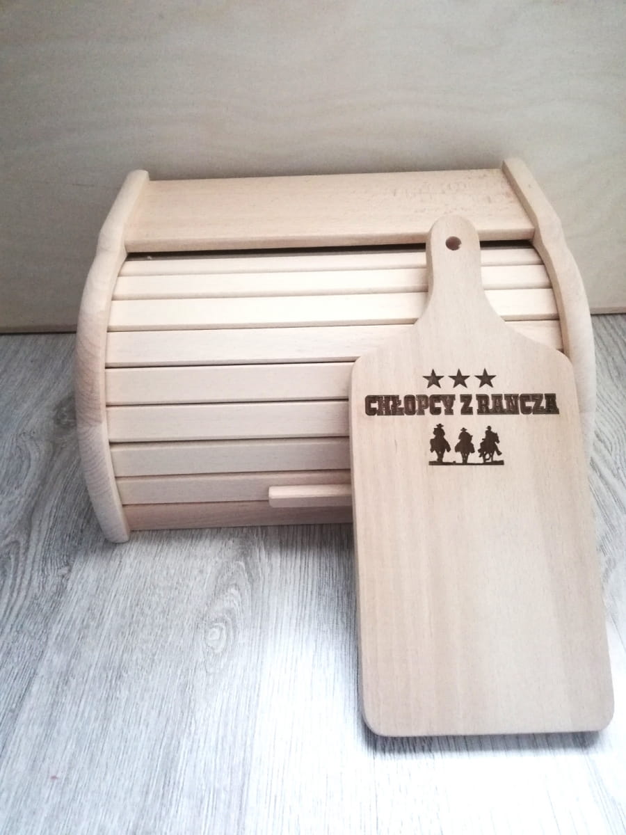 Wooden bread bin - small raw natural with board as a gift | bread box | wooden container | bread organizer | eco bread bin