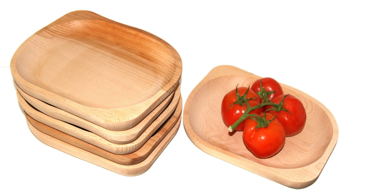 Wooden Plate Set of 6 pcs 23 cm - Tray | Round Wooden Plates | Wooden Tableware | Ecological Kitchen Utensils