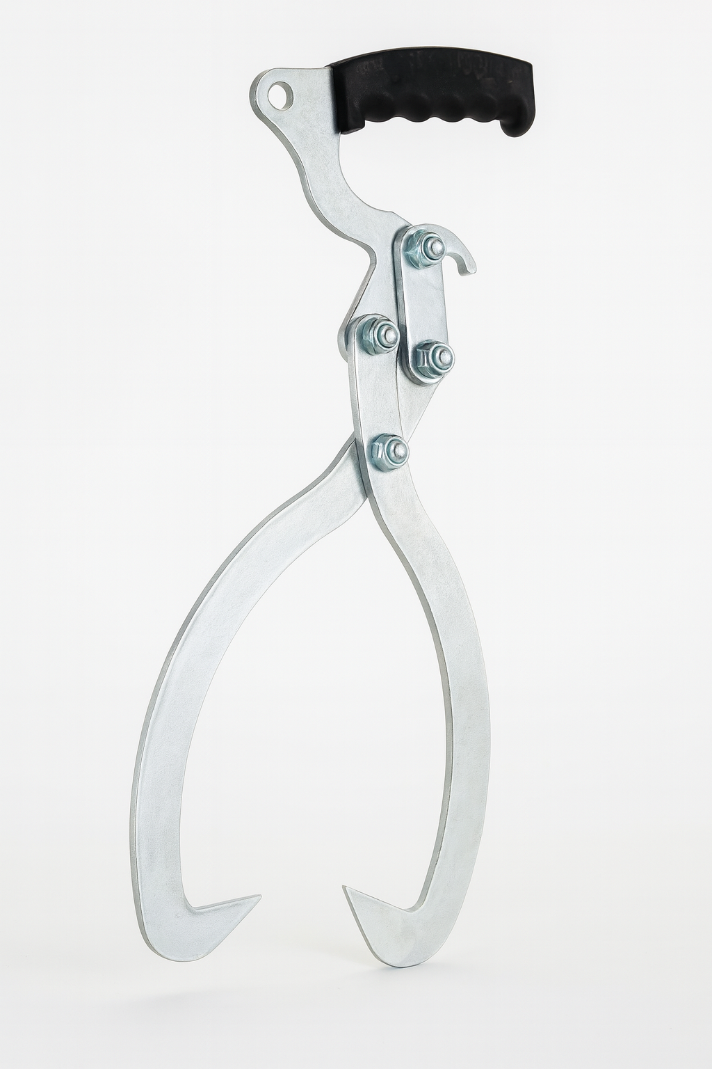 Solidne kleszcze do drewna z metalowymi ramionami i ergonomicznym uchwytem z tworzywa — idealne do bezpiecznego przenoszenia i manipulowania drewnem.