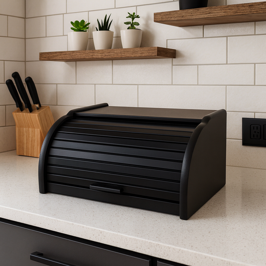 Chlebak drewniany - bukowy czarny | pojemnik na pieczywo | drewniana skrzynka na chleb | czarny chlebak bukowy | pudełko kuchenne na chleb