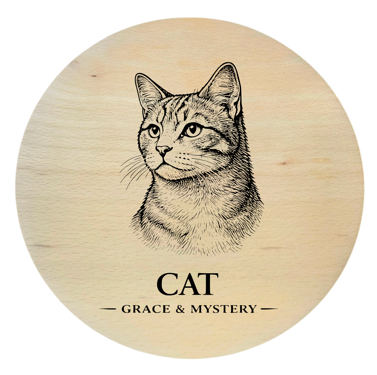 Holzbrett mit Katze mit Gravur kot domowy