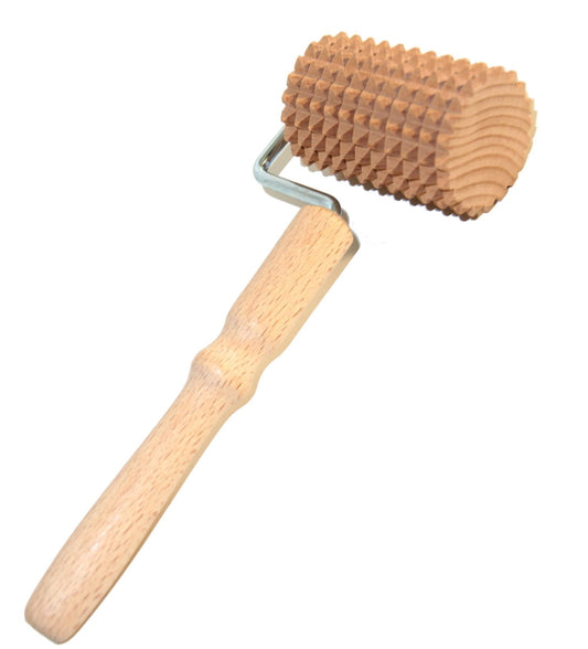 Masażer drewniany z rączką | Drewniany roller do masażu ciała | Masażer relaksacyjny z uchwytem | Roller manualny do masażu mięśni