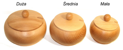 Cukiernica drewniana bukowa z łyżeczką mała | pojemnik drewniany na cukier | bukowy dozownik cukru z łyżką | cukiernica eco drewniana