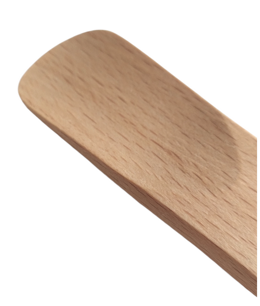 Łyżka do butów z drewna bukowego mikro 12 cm | Mała drewniana łyżka do obuwia | Krótka bukowa łyżka do zakładania butów | Naturalne drewno