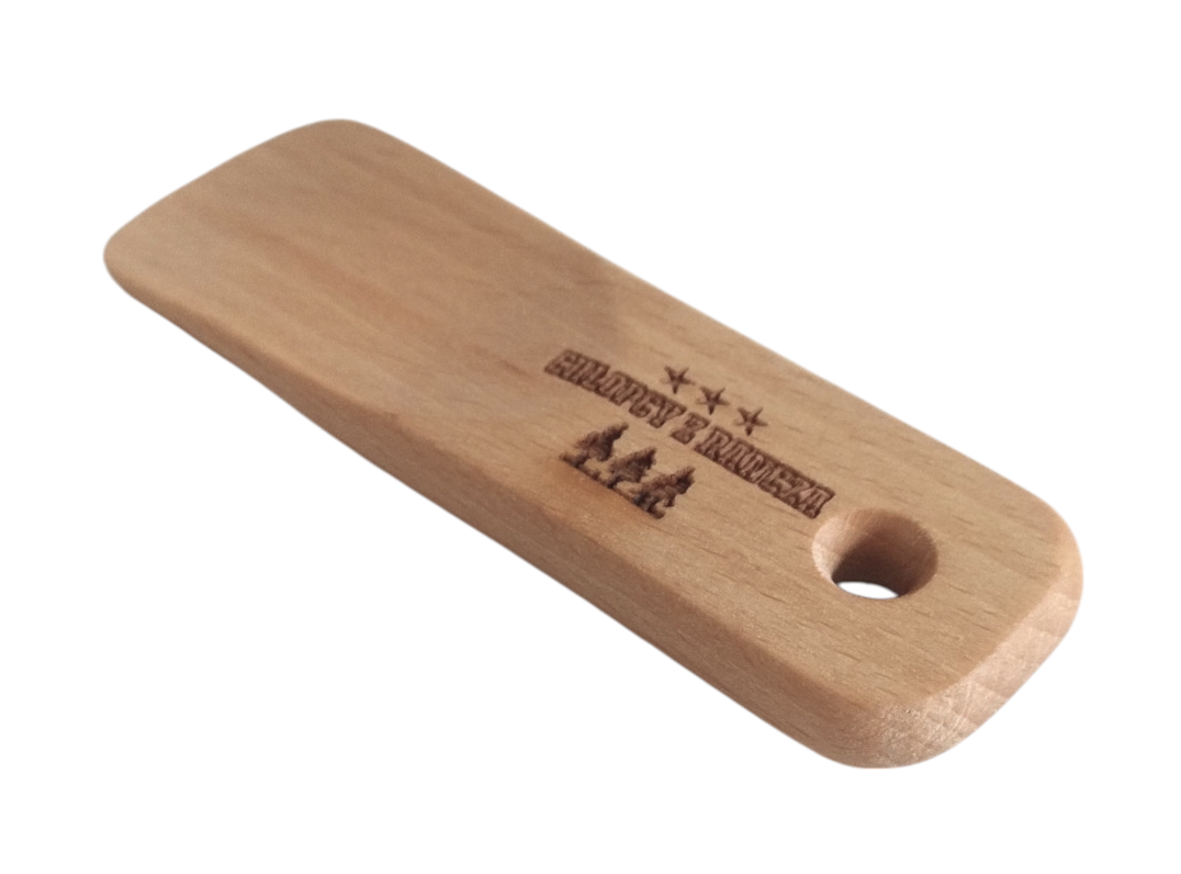 Łyżka do butów z drewna bukowego mikro 12 cm | Mała drewniana łyżka do obuwia | Krótka bukowa łyżka do zakładania butów | Naturalne drewno