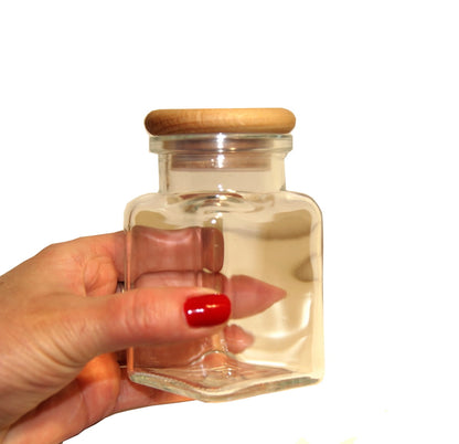 Grand pot à épices 150 ml couvercle en bois | récipient de cuisine | organisateur à épices en verre | récipient en bois et en verre | design éco