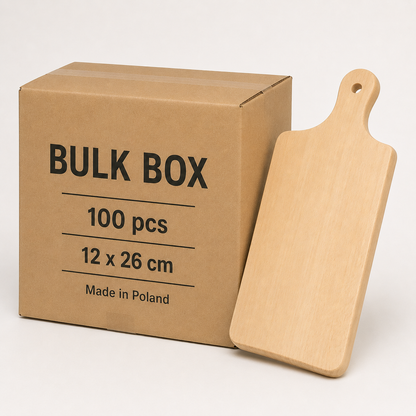 Prostokątne deski bukowe 12×26 cm – Bulk Box 100 szt. do graweru i personalizacji – Chłopcy z Rancza