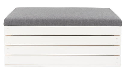 Pouf mit Boxöffnung weiß KIEFER 80x40x35 cm | Holzbank mit Stauraum | Sitzkiepe | Weiße Aufbewahrungsbox