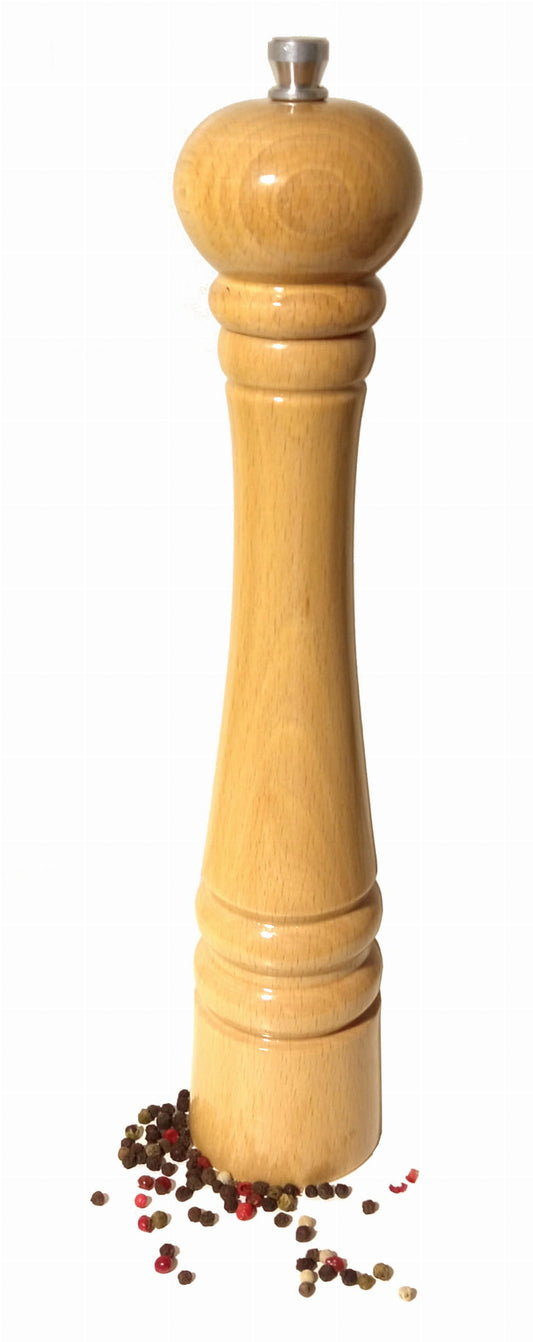 Młynek do pieprzu soli naturalny 32 cm | Drewniany ręczny młynek przypraw | Ekologiczny młynek kuchenny | Naturalny młynek do soli i pieprzu
