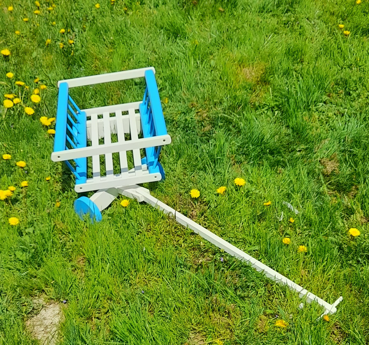 Wóz drabiniasty drewniany ogrodowy DUŻY 60 cm NI | Dekoracyjny wózek drewniany | Rustykalny wózek ozdobny | Drewniana ozdoba ogrodu | Vintage