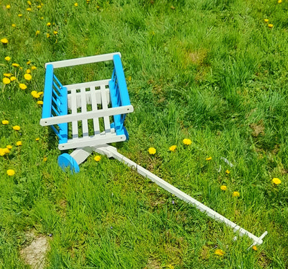 Wóz drabiniasty drewniany ogrodowy DUŻY 60 cm NI | Dekoracyjny wózek drewniany | Rustykalny wózek ozdobny | Drewniana ozdoba ogrodu | Vintage