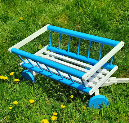 Wóz drabiniasty drewniany ogrodowy DUŻY 60 cm NI | Dekoracyjny wózek drewniany | Rustykalny wózek ozdobny | Drewniana ozdoba ogrodu | Vintage