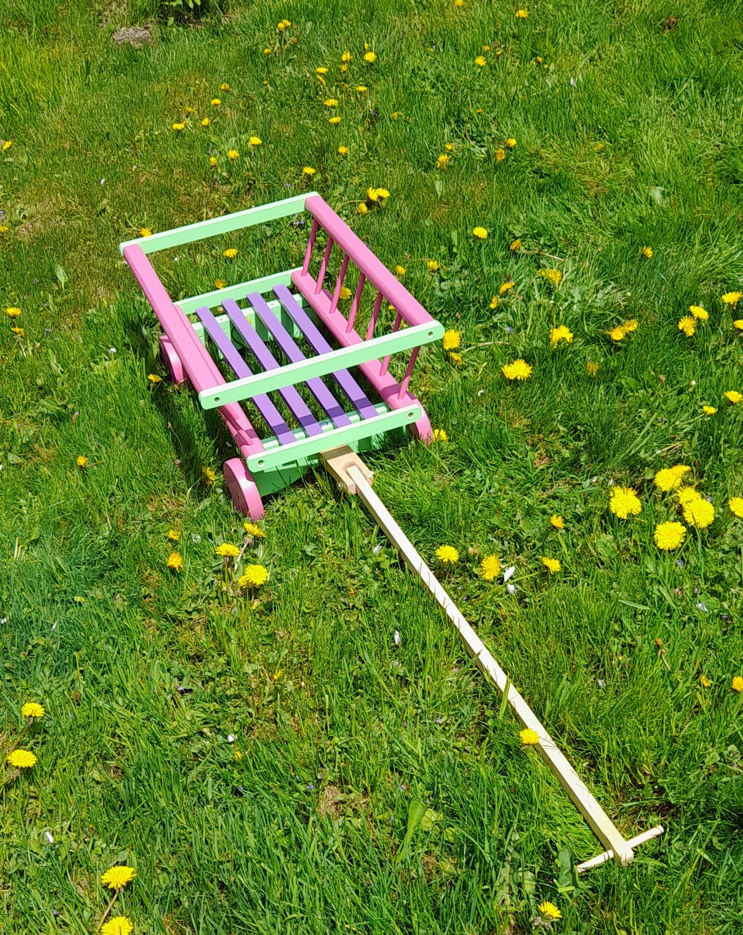 Wóz drabiniasty drewniany ogrodowy DUŻY 60 cm RÓ | Dekoracyjny wózek drewniany | Ozdoba ogrodowa | Rustykalny wóz drewniany | Vintage dekoracja