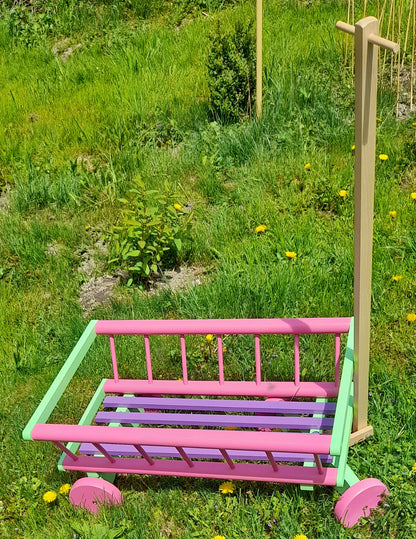Wóz drabiniasty drewniany ogrodowy DUŻY 60 cm RÓ | Dekoracyjny wózek drewniany | Ozdoba ogrodowa | Rustykalny wóz drewniany | Vintage dekoracja