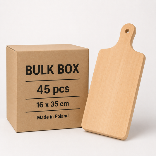 Prostokątne deski bukowe 16×35 cm – Bulk Box 45 szt. do graweru i personalizacji – Chłopcy z Rancza 
