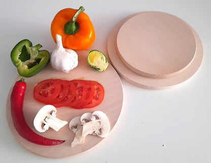 Round wooden cutting board 3 pcs HIT | set of kitchen boards | wooden serving discs | set of food cutting boards